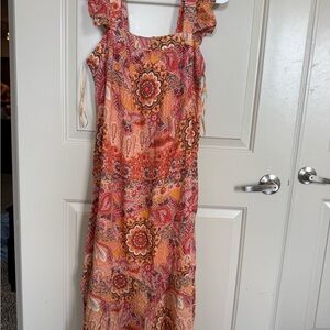 Knox Rose Orange and Pink Sleeveless Sundress